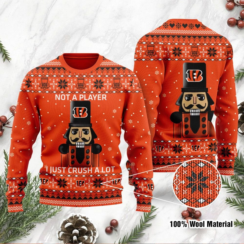 Cincinnati Bengals I Am Not A Player I Just Crush Alot Ugly Christmas Sweater Adult 3D Funny Matching for family