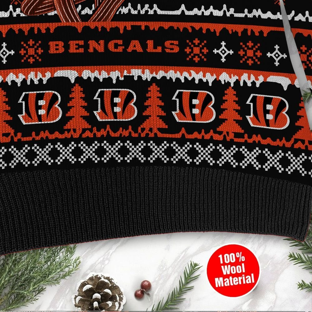 Cincinnati Bengals Jack Skellington Halloween Ugly Christmas Sweater Adult 3D Funny Matching for family - Image 4