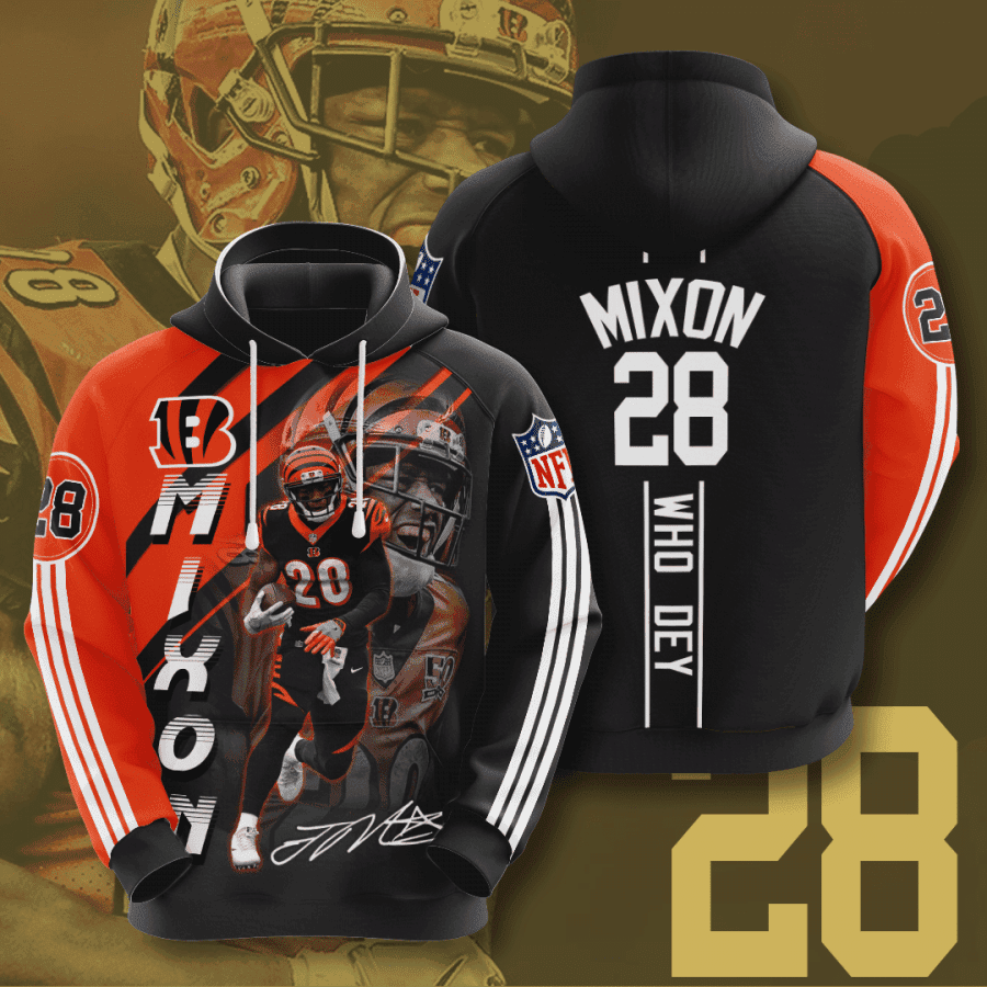 Cincinnati Bengals Joe Mixon 3D All Over Print Hoodie, Zip Hoodie