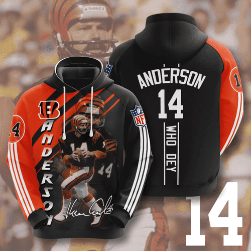 Cincinnati Bengals Ken Anderson 3D All Over Print Hoodie, Zip Hoodie