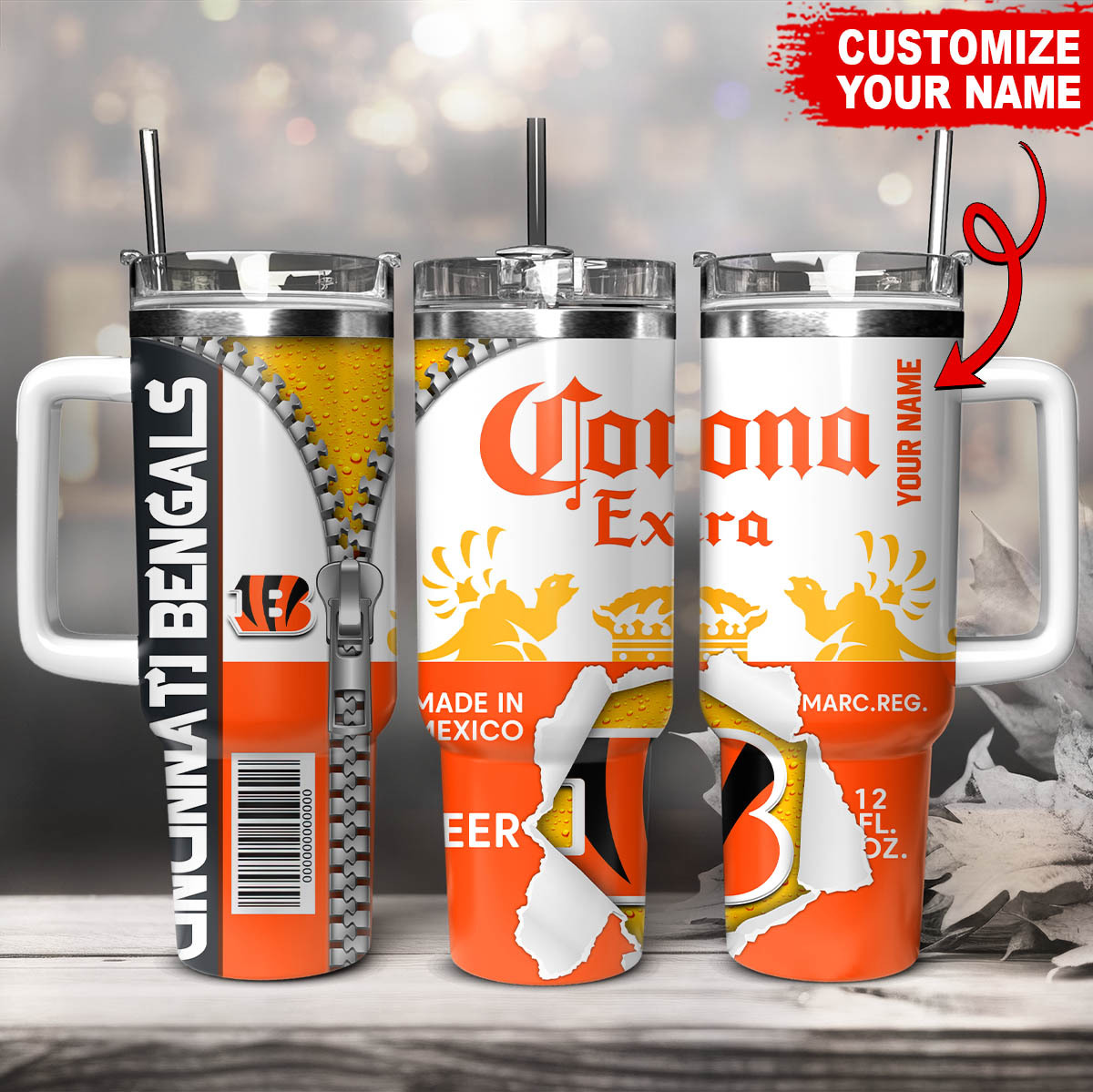 Cincinnati Bengals NFL Corona Extra Custom Stanley Cup 40 oz 30 oz Tumbler With HandleTVC230168