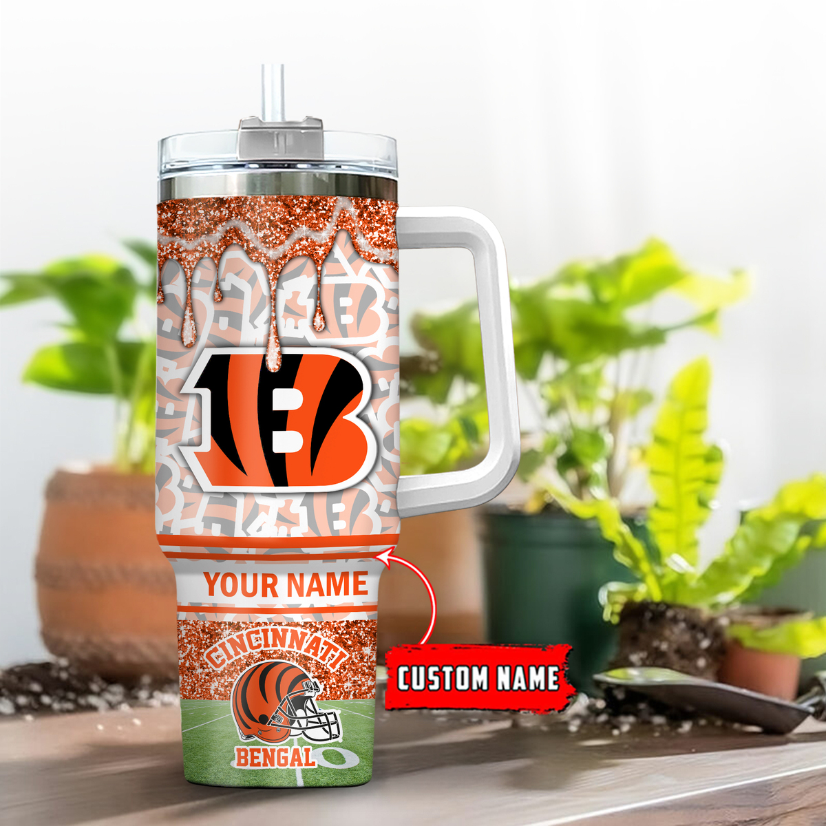 Cincinnati Bengals NFL Glitter Custom Stanley Cup 40 oz 30 oz Tumbler With HandleTVC230194