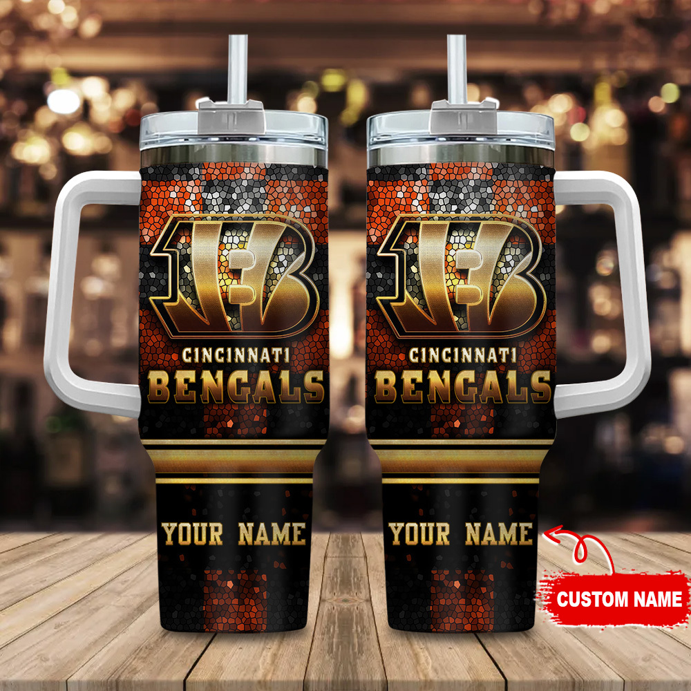 Cincinnati Bengals NFL Glitter Golden Logo Custom Stanley Cup 40 oz 30 oz Tumbler With HandleTVC2301113