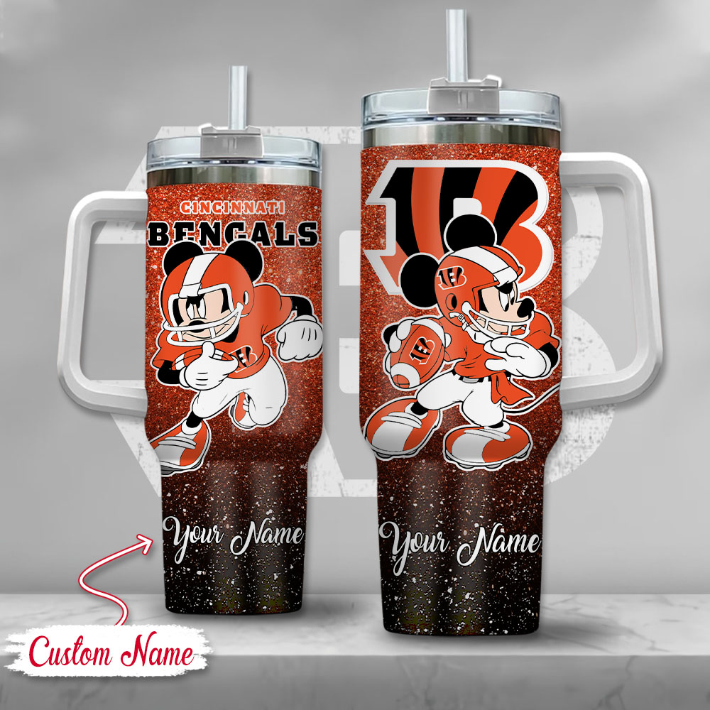 Cincinnati Bengals NFL Mickey Mouse Glitter Custom Stanley Cup 40 oz 30 oz Tumbler With HandleTVC230190