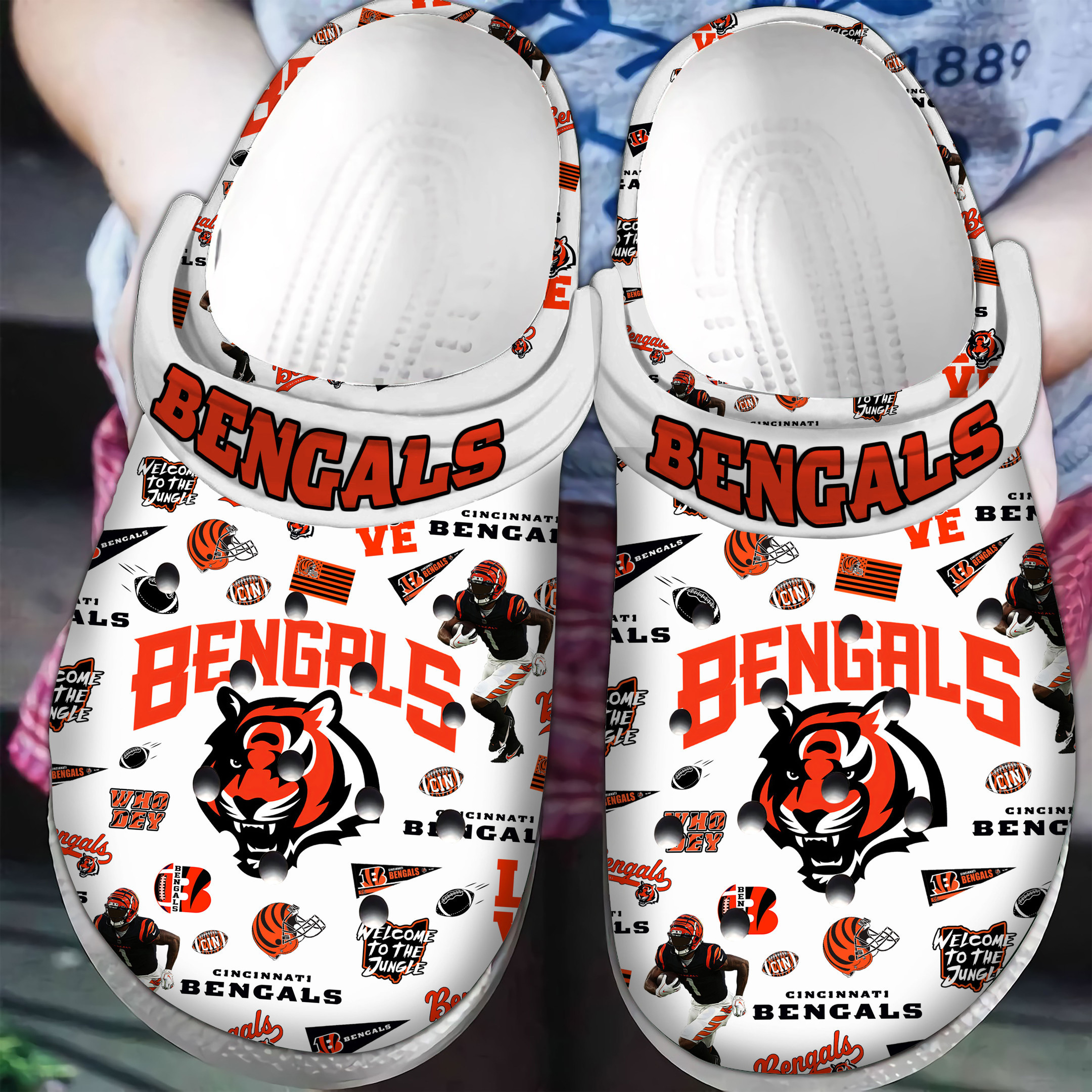Cincinnati Bengals NFL Sport Crocs Crocband Clogs Shoes Comfortable For Men Women and Kids