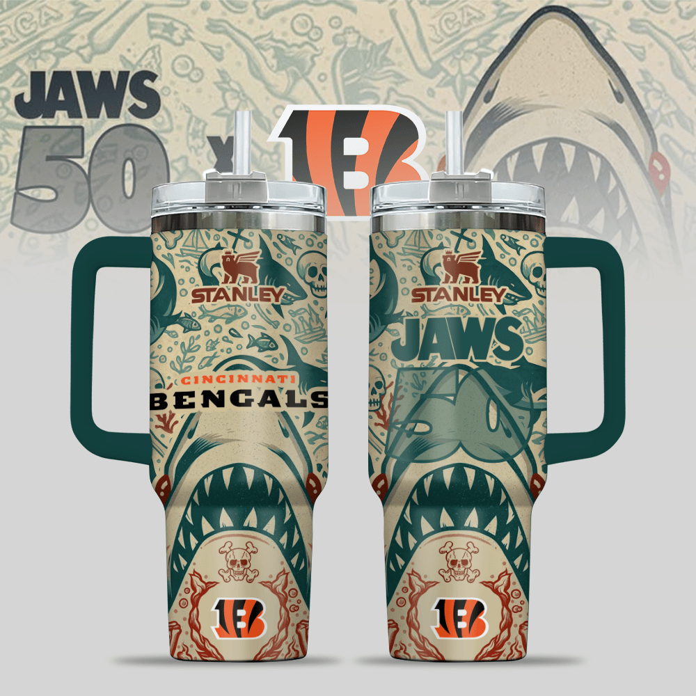 Cincinnati Bengals NFL x JAWS Custom Stanley Cup 40 oz 30 oz Tumbler With HandleTVC2301123