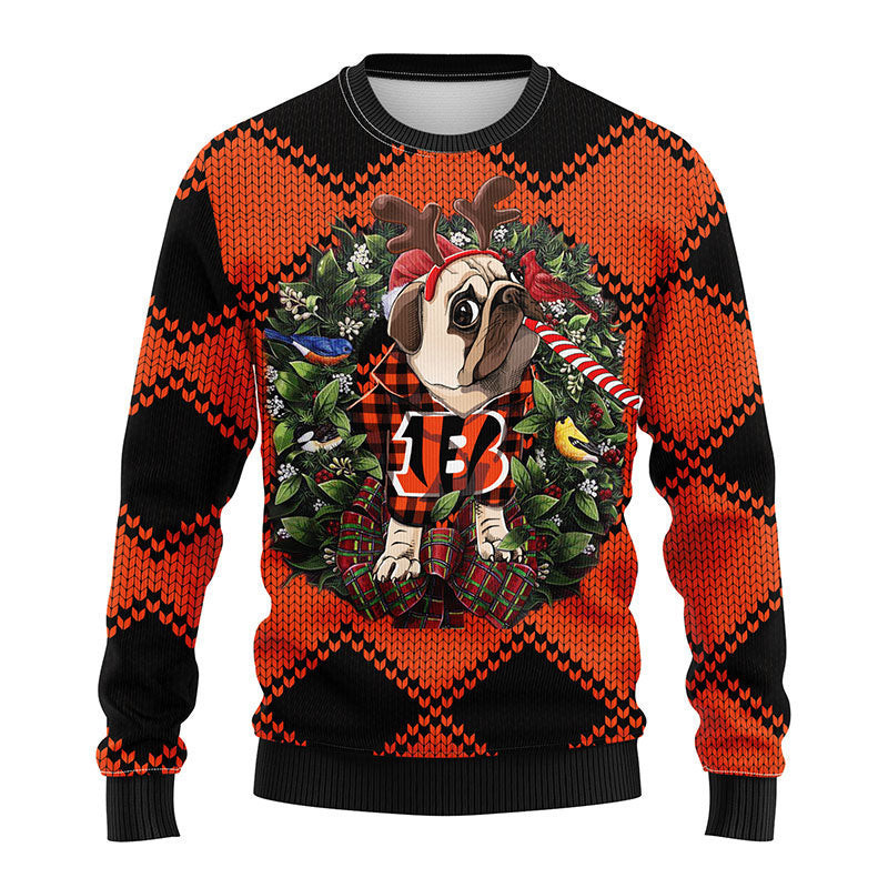 Cincinnati Bengals Pub Dog Ugly Christmas Sweater Adult 3D Funny Matching for family