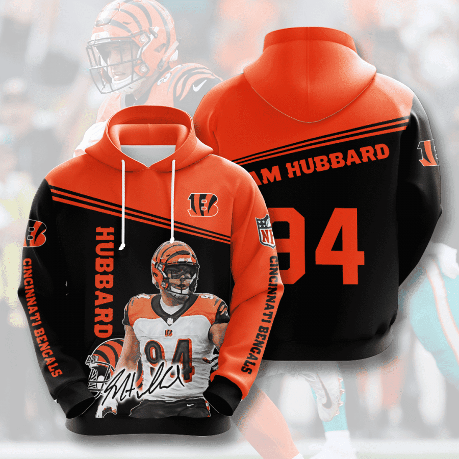 Cincinnati Bengals Sam Hubbard 94 3D All Over Print Hoodie, Zip Hoodie