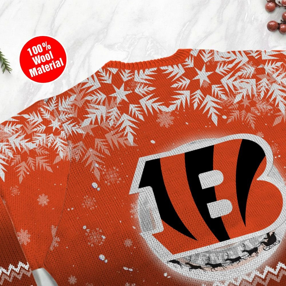 Cincinnati Bengals Santa Claus In The Moon Ugly Christmas Sweater Adult 3D Funny Matching for family - Image 5