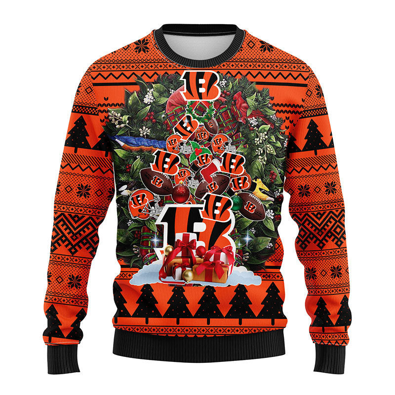 Cincinnati Bengals Tree Ugly Christmas Fleece Sweater