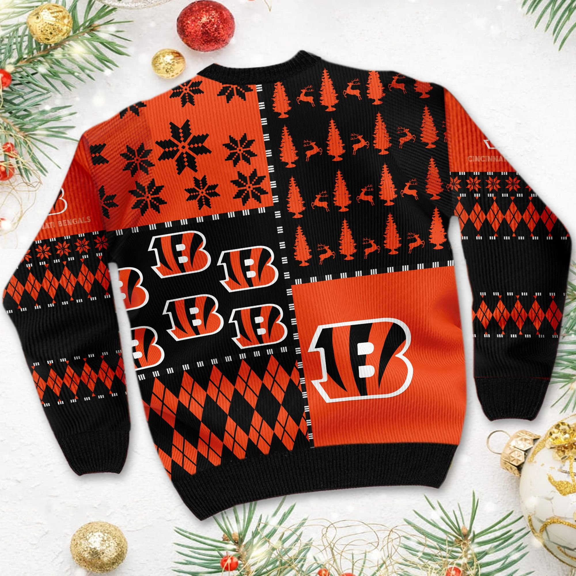 Cincinnati Bengalss Full Size For Sale Best Christmas Gift For Bengals Fans Ugly Christmas Sweater Adult 3D Funny Matching for family
