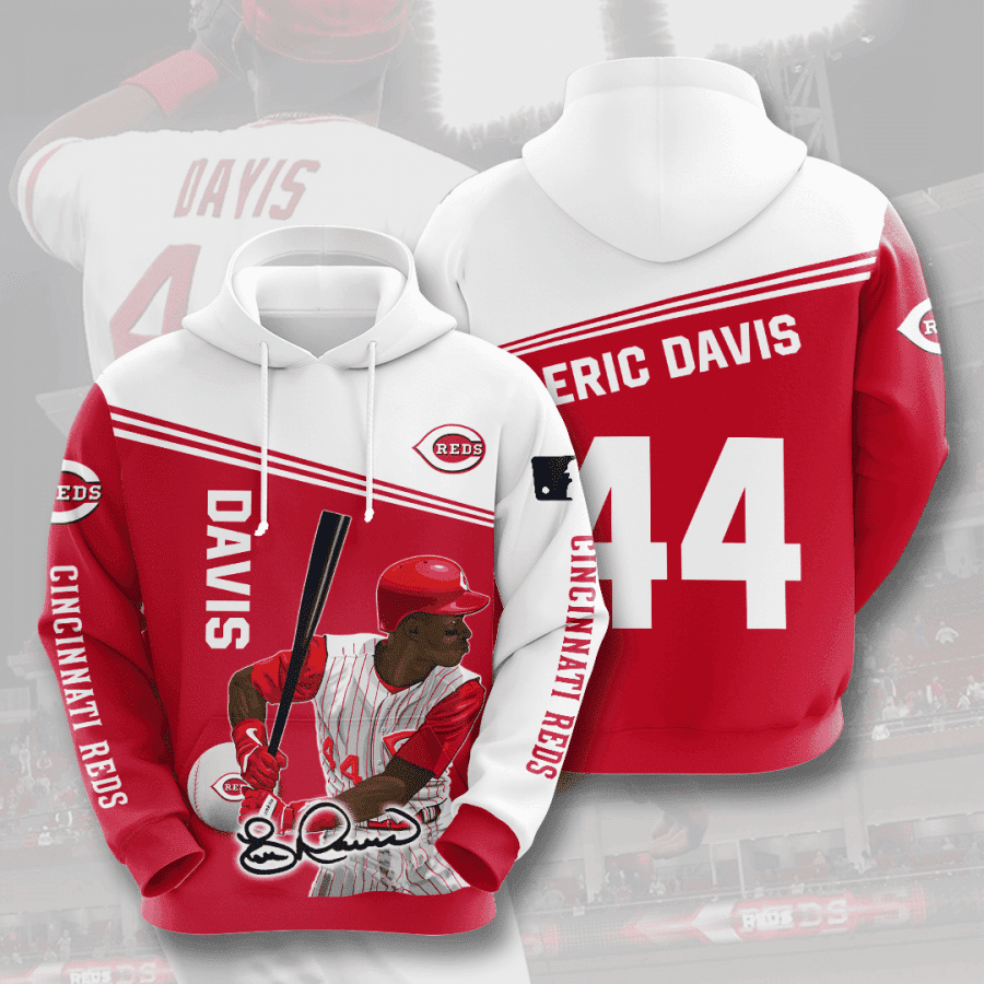 CINCINNATI REDS ERIC DAVIS 3D All Over Print Hoodie, Zip Hoodie