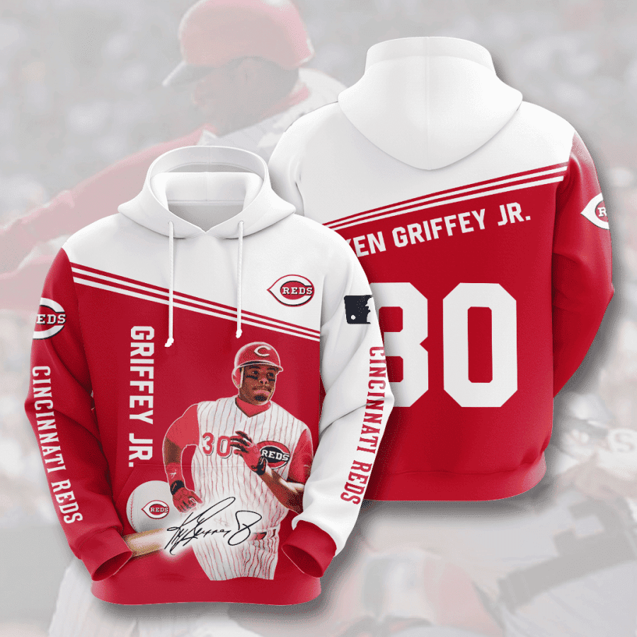 CINCINNATI REDS Ken Griffey Jr 3D All Over Print Hoodie, Zip Hoodie