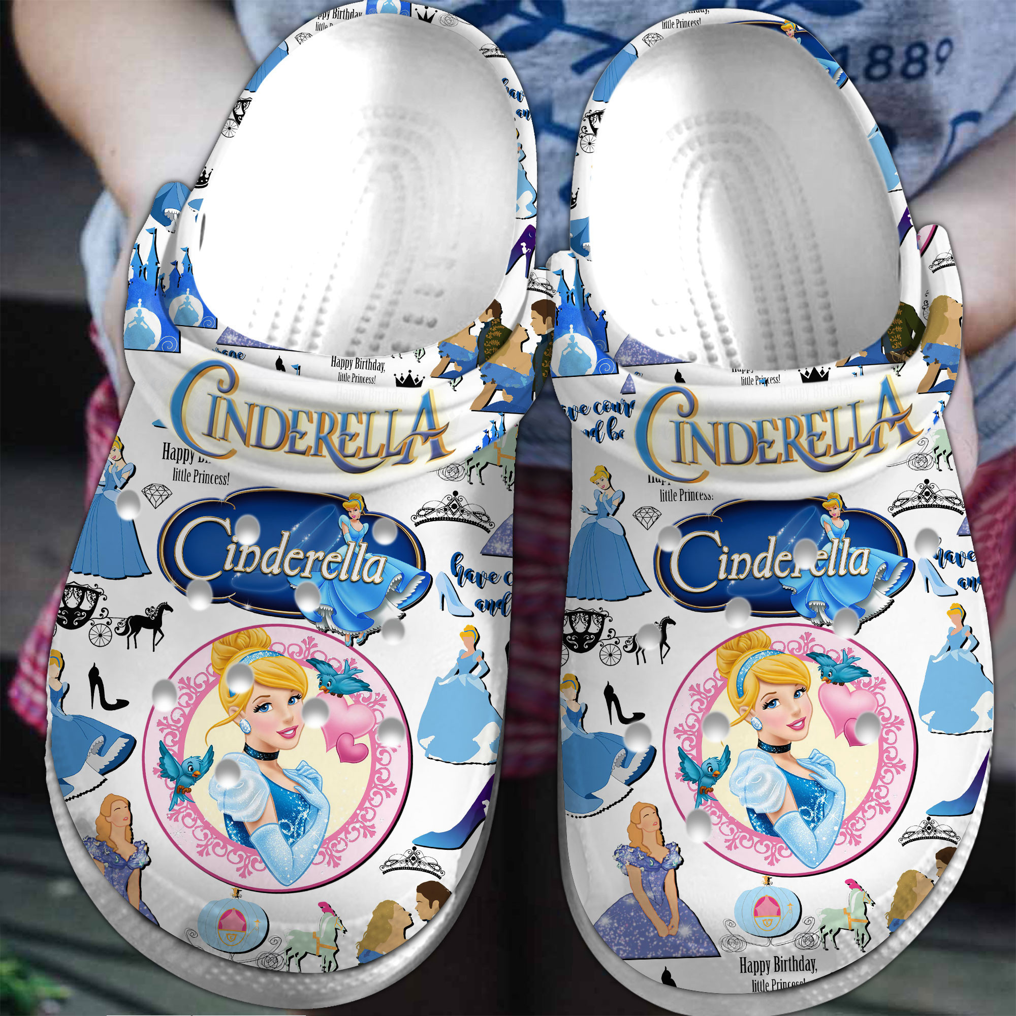 Cinderella Cartoon Movie Crocs Crocband Clogs Shoes Comfortable For Men Women and Kids