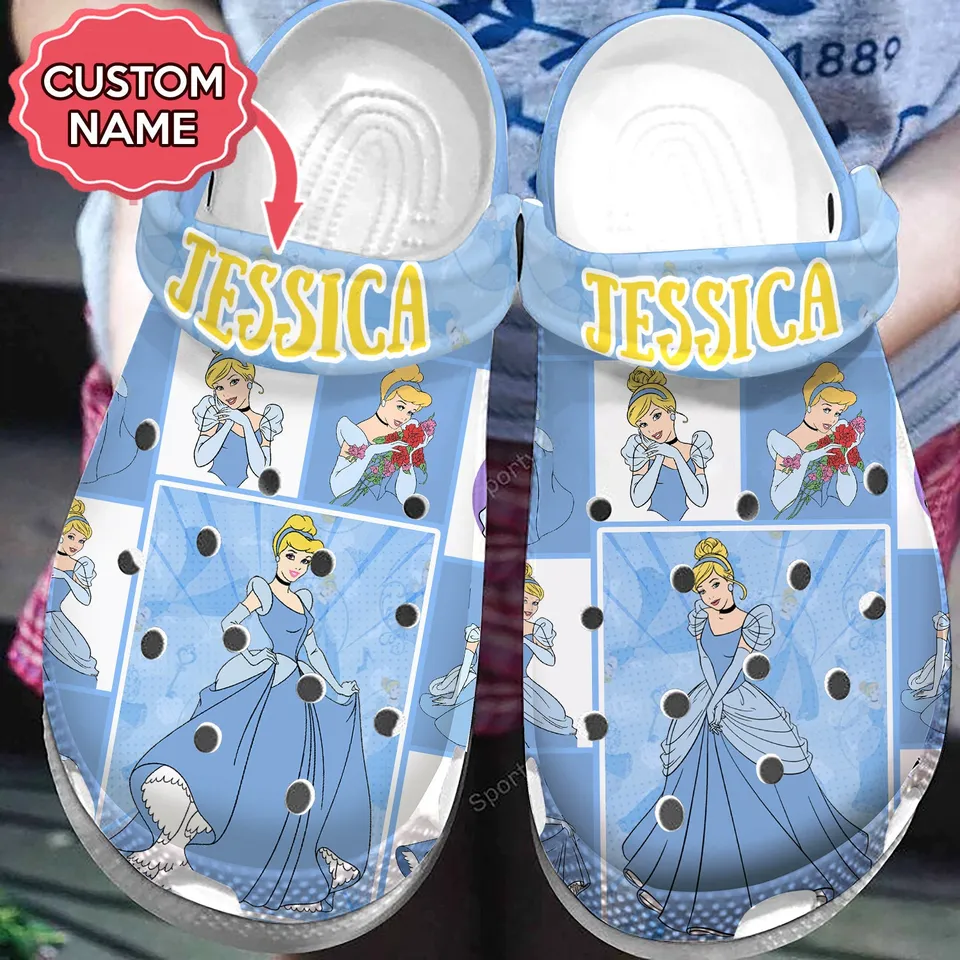 Cinderella Disney Cartoon Crocs Crocband Clogs Shoes Comfortable For Men Women and Kids