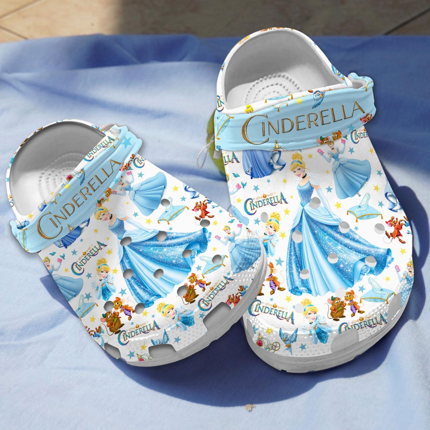 Cinderella Disney Cartoon Crocs Crocband Clogs Shoes Comfortable For Men Women and Kids