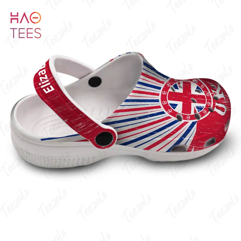 Circle United Kingdom UK Flag Symbols Crocs Crocband Clogs Shoes Comfortable For Men Women and Kids - Image 3