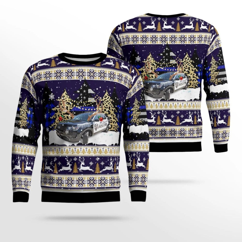 City of Concord NC Police Department 2016 Ford Police Interceptor Utility Christmas AOP Ugly Sweater Xmas Unisex Sweater Christmas Gifts For Men Women