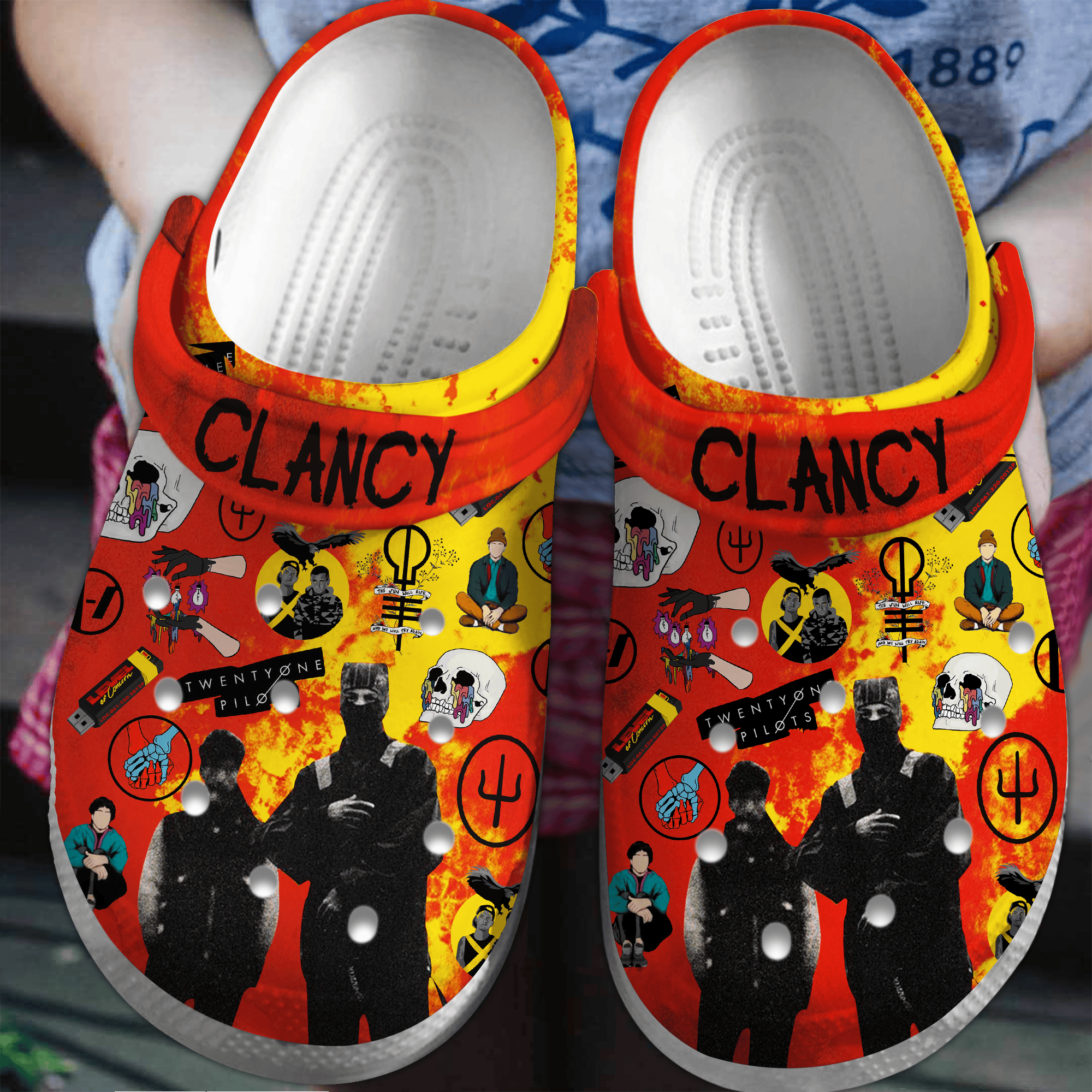 Clancy Twenty One Pilots Music Crocs Crocband Clogs Shoes Comfortable For Men Women and Kids