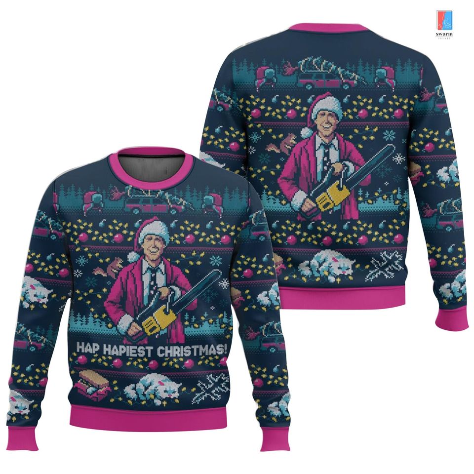 Clark Griswold Ugly Sweater, National Lampoon's Christmas Vacation Sweater, Hap Hapiest - Image 2