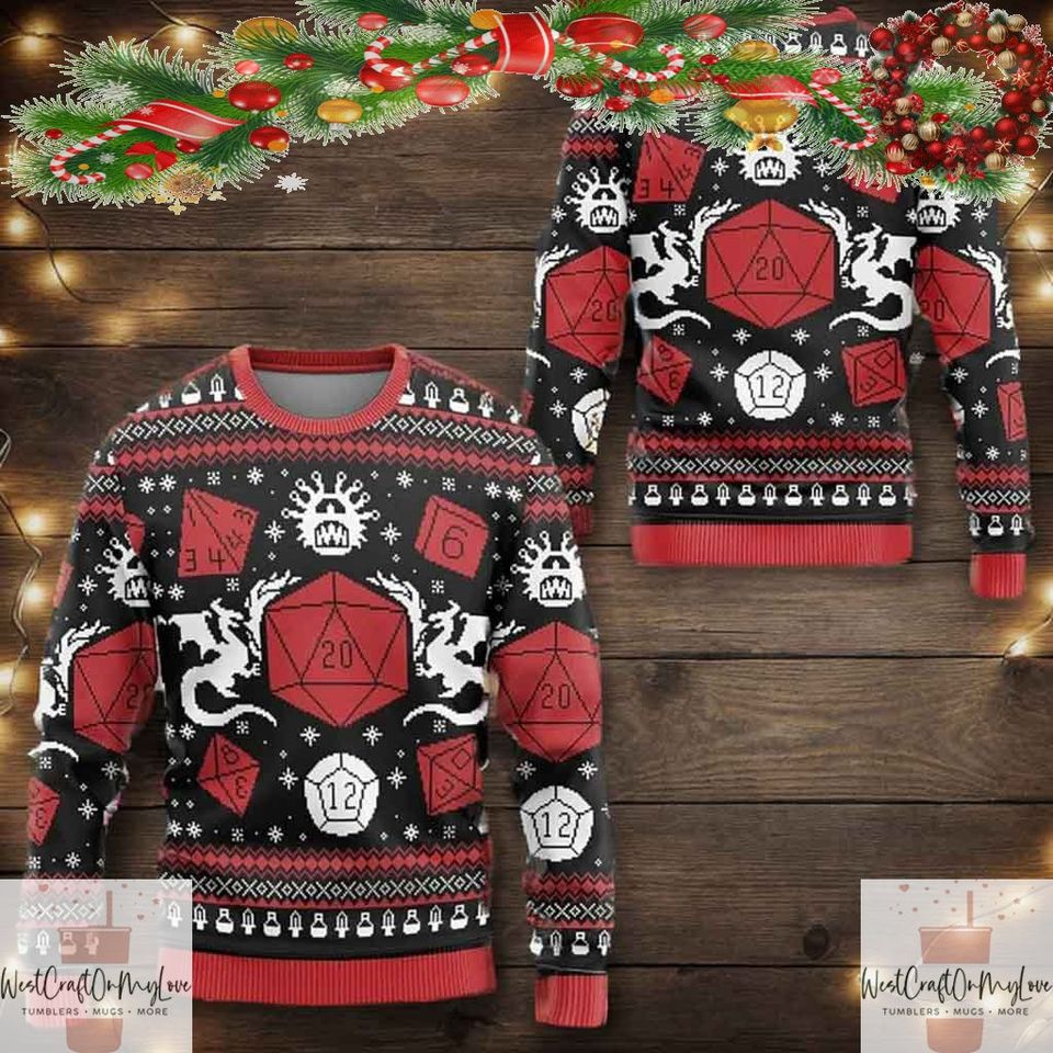 Classes Dice DND Ugly Christmas Sweaters, Christmas Holiday