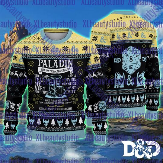 Classes Paladin Dungeon Master Ugly Sweater, Dungeons and Dragon Ugly Christmas Sweater - Image 3