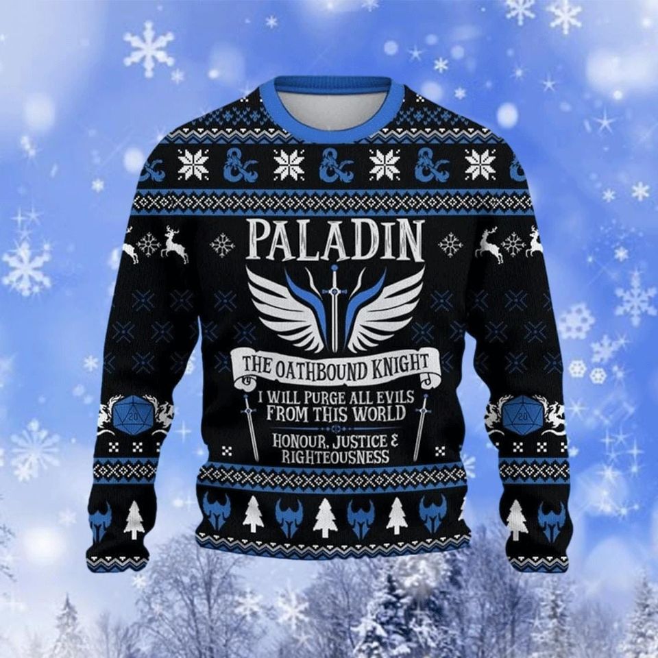 Classes Paladin Dungeon Master Ugly Sweater, Sweater For Dungeons & Dragons Ugly Christmas