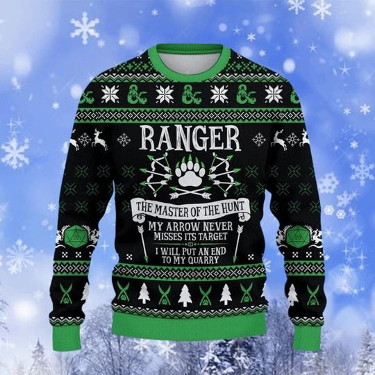Classes Ranger The Master Of The Hunt Ugly Sweater, Sweater For Dungeons & Dragons - Image 5