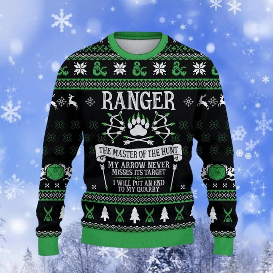 Classes Ranger The Master Of The Hunt Ugly Sweater, Sweater For Dungeons & Dragons - Image 2