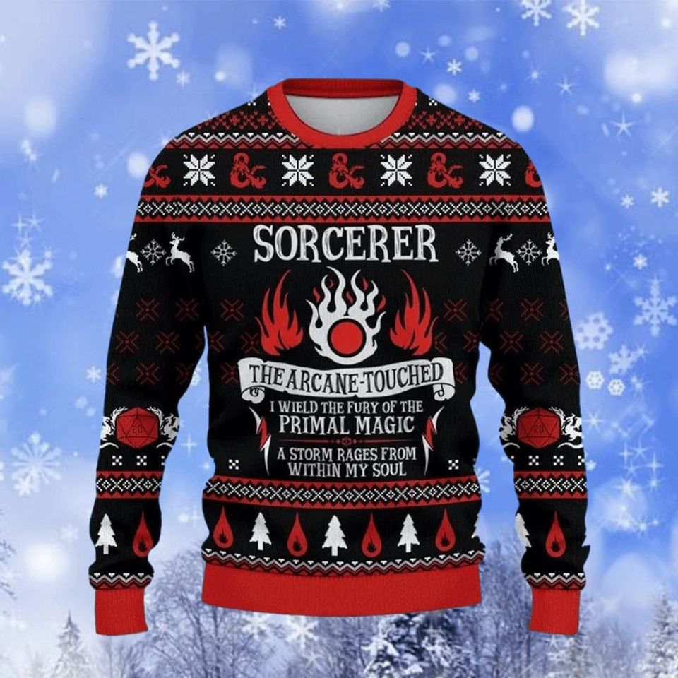 Classes Sorcerer The Arcane-Touched Ugly Sweater, Sweater For Dungeons & Dragons