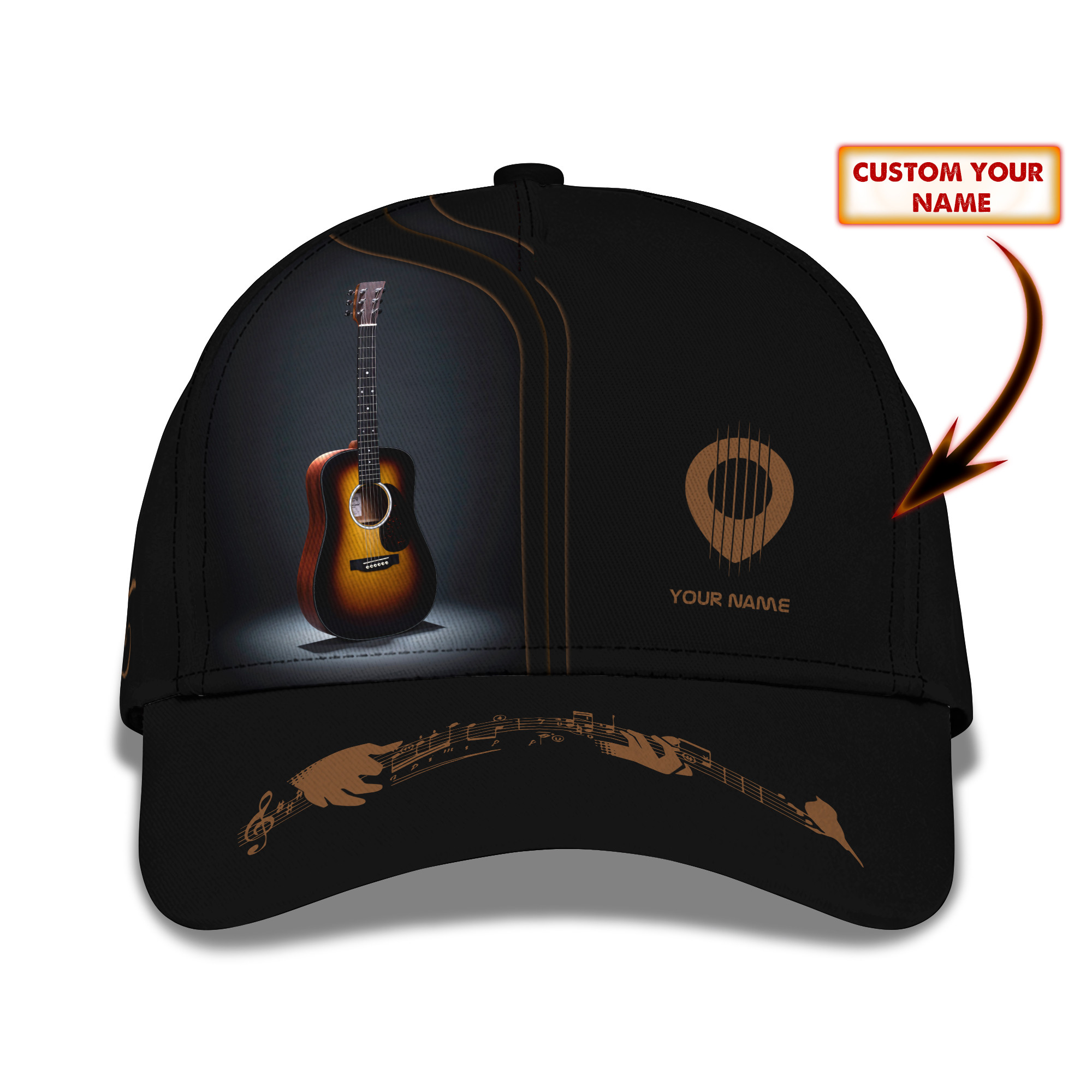 Classic Guitar Classic Cap Custom Guitarist Cap Guitar 3D Baseball Cap Trucker Hats Custom Hats Gifts For Men & Women