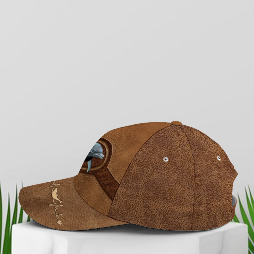 Classic Leather Style Dolphin Baseball Cap Trucker Hats Custom Hats Gifts For Men & Women