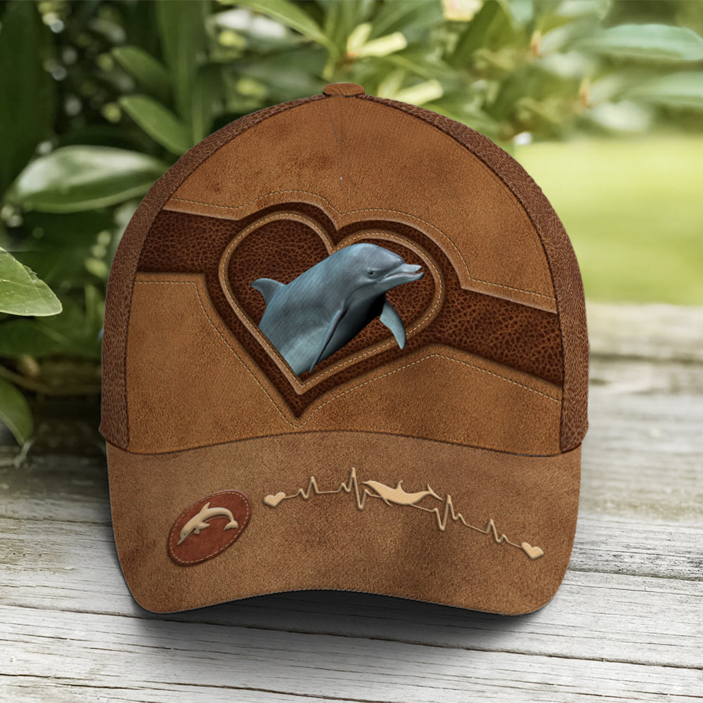 Classic Leather Style Dolphin Baseball Cap Trucker Hats Custom Hats Gifts For Men & Women