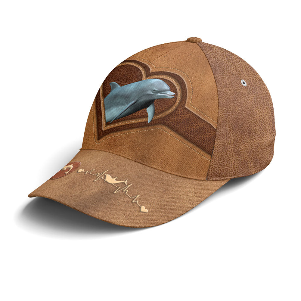 Classic Leather Style Dolphin Baseball Cap Trucker Hats Custom Hats Gifts For Men & Women