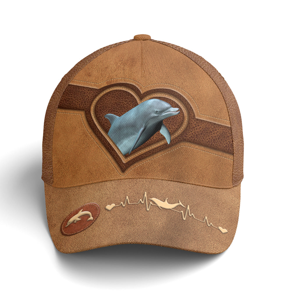 Classic Leather Style Dolphin Baseball Cap Trucker Hats Custom Hats Gifts For Men & Women