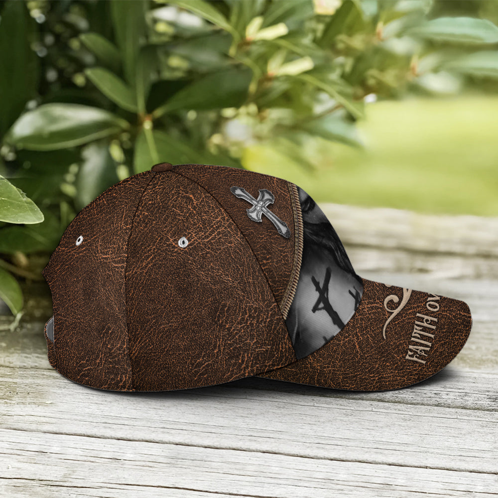 Classic Leather Style Faith Over Fear Baseball Cap Trucker Hats Custom Hats Gifts For Men & Women
