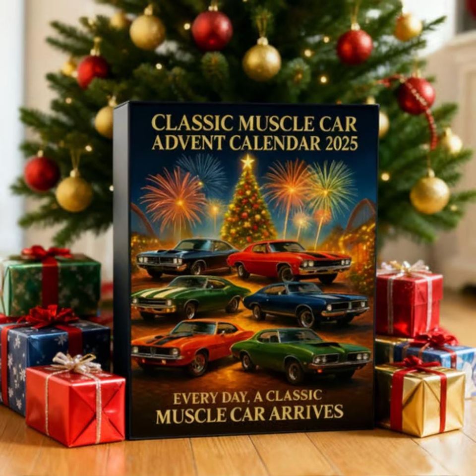 Classic Muscle Car 2D Flat Advent Calendar 2025, Muscle Car 24 Acrylic Ornaments Advent Calendar 2025, Classic Sports Car Collection Set