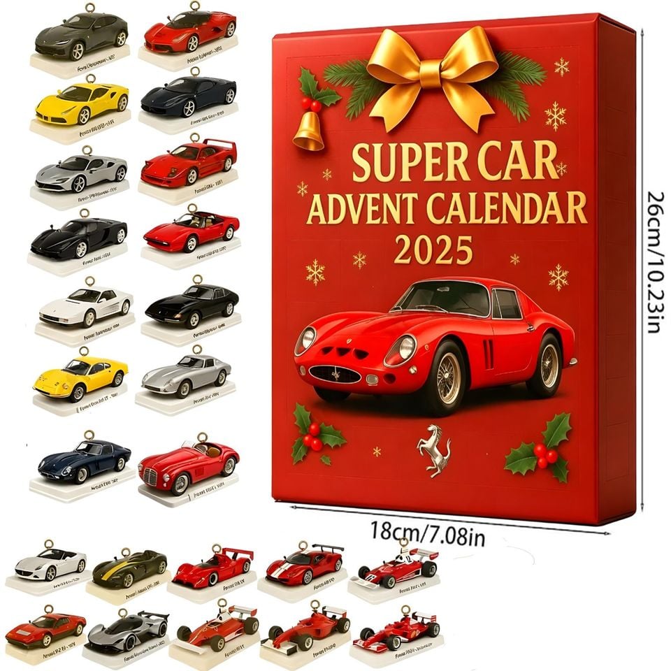 Classic Super Car Advent Calendar 2025, Miniature Race Car Vehicle Set