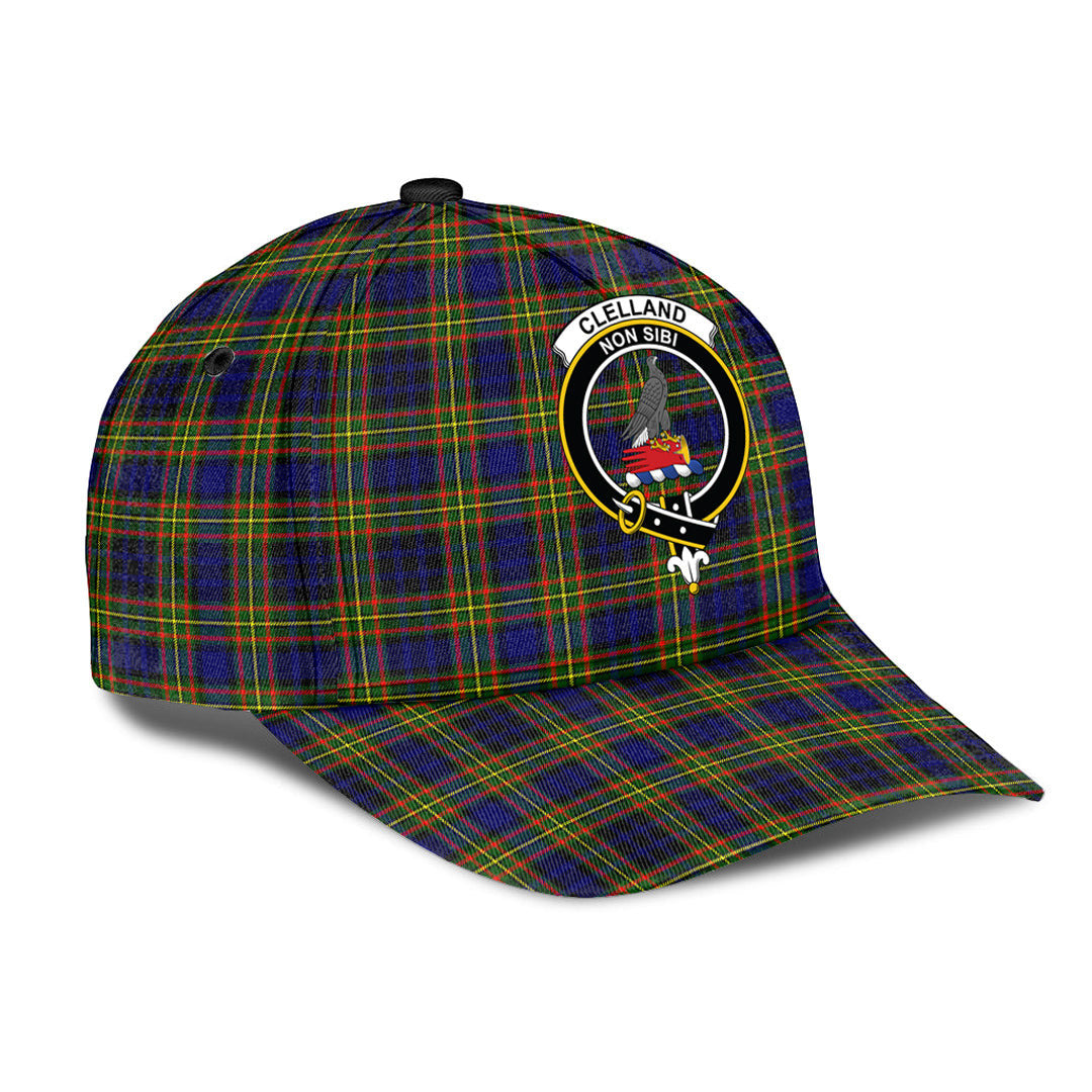 Clelland Modern Tartan Baseball Cap, Tartan Plaid Cap with Family Crest K23 Trucker Hats Custom Hats Gifts For Men & Women