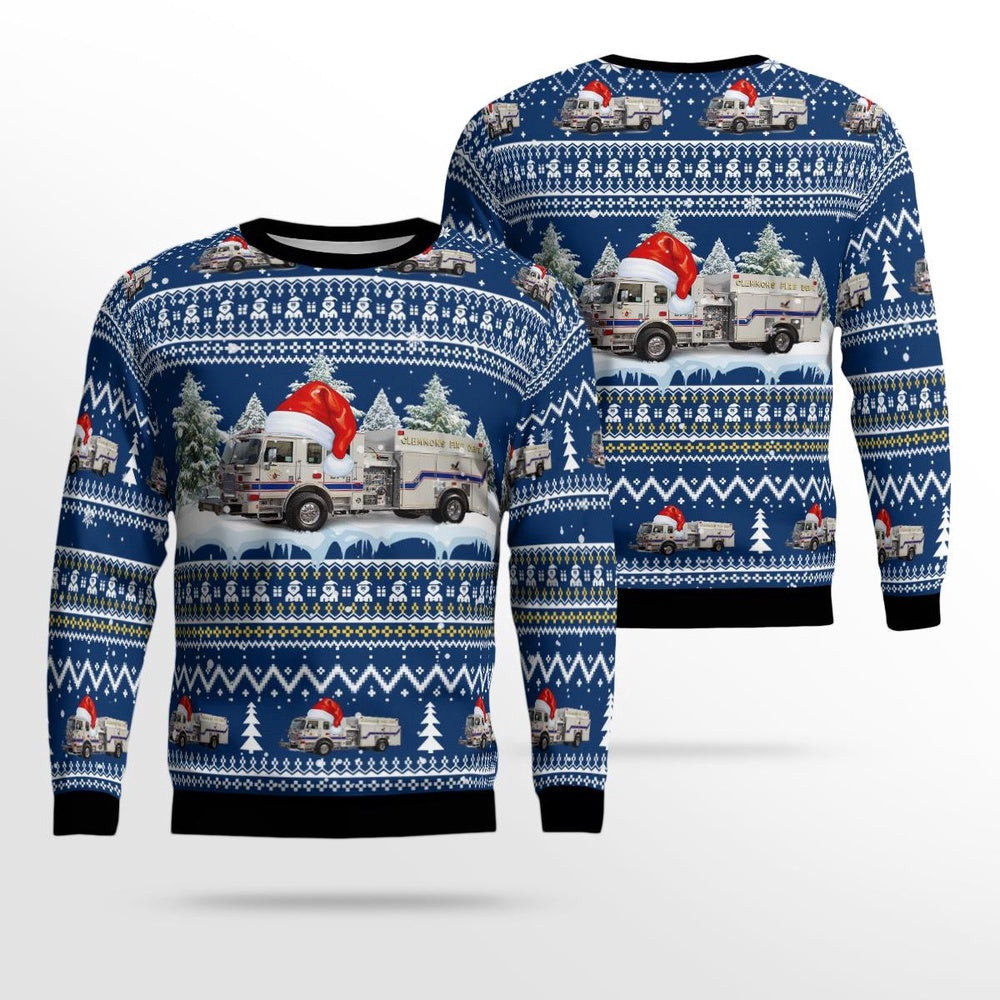 Clemmons North Carolina Clemmons Fire Department AOP Ugly Sweater Xmas Unisex Sweater Christmas Gifts For Men Women
