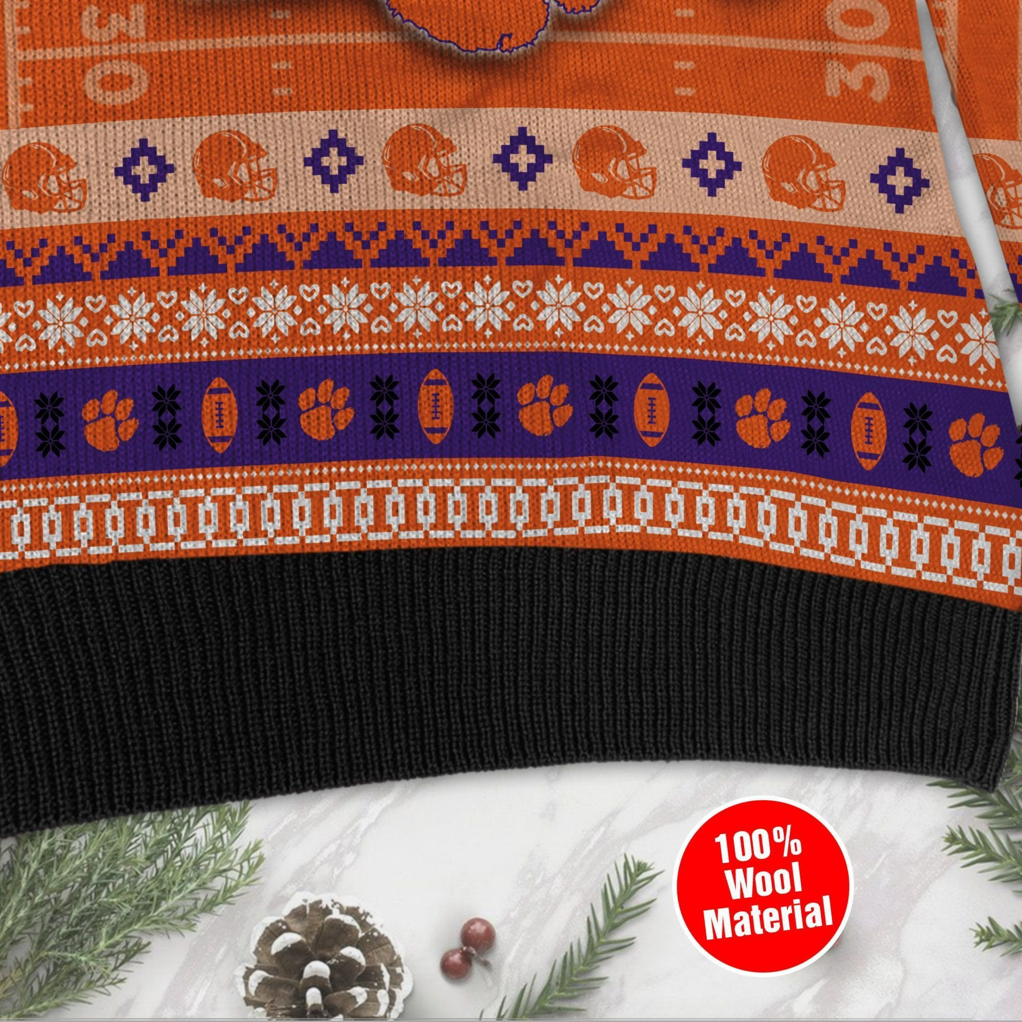 Clemson Tigers Custom Name & Number Personalized Ugly Christmas Sweater Adult 3D Funny Matching for family - Image 4