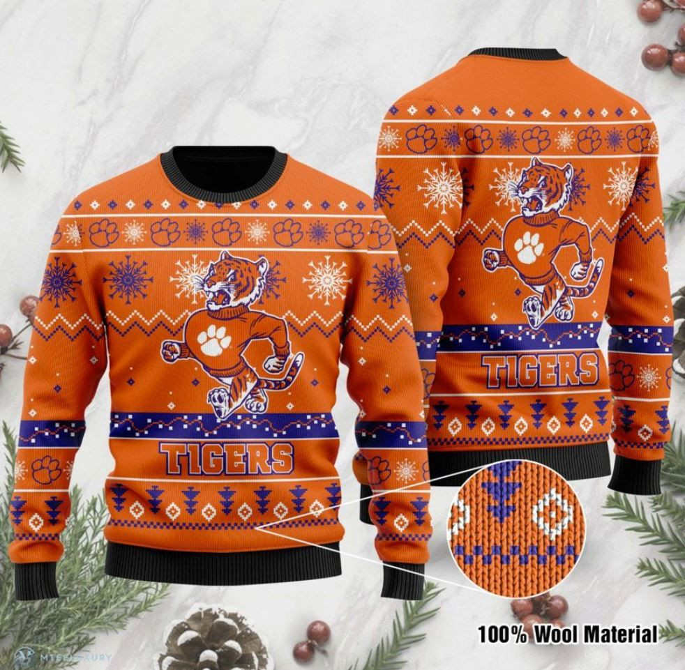 Clemson Tigers Football For Fans Ugly Christmas Sweater Adult 3D Funny Matching for family