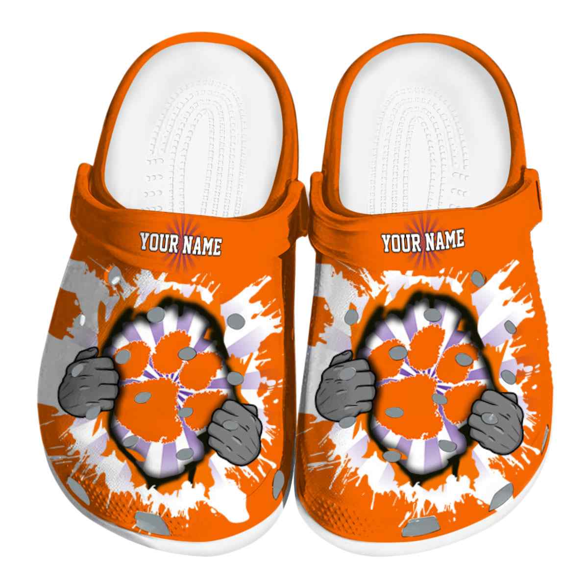 Clemson Tigers NCAA Sport Crocs Crocband Clogs Shoes Comfortable For Men Women and Kids