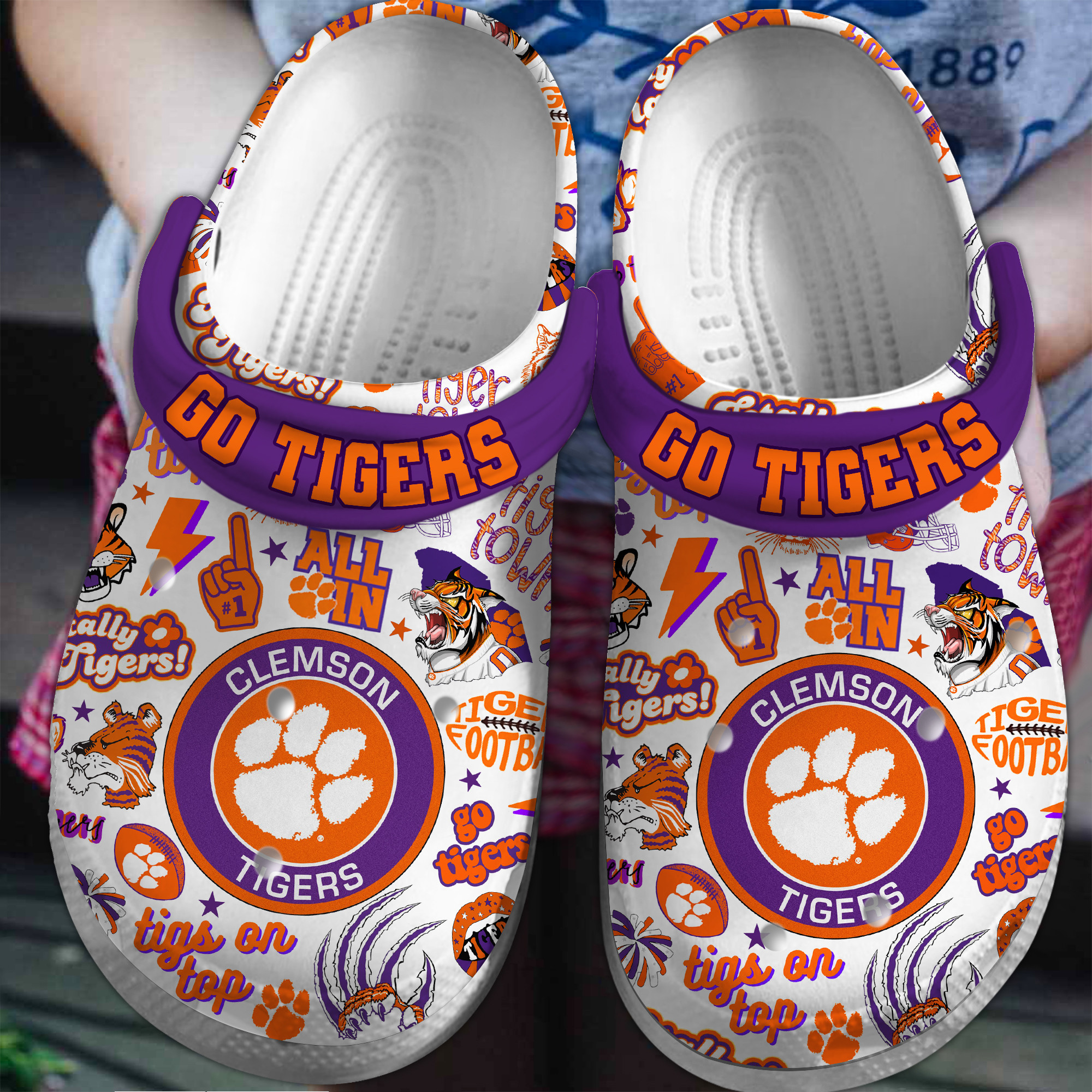 Clemson Tigers NCAA Sport Crocs Crocband Clogs Shoes Comfortable For Men Women and Kids