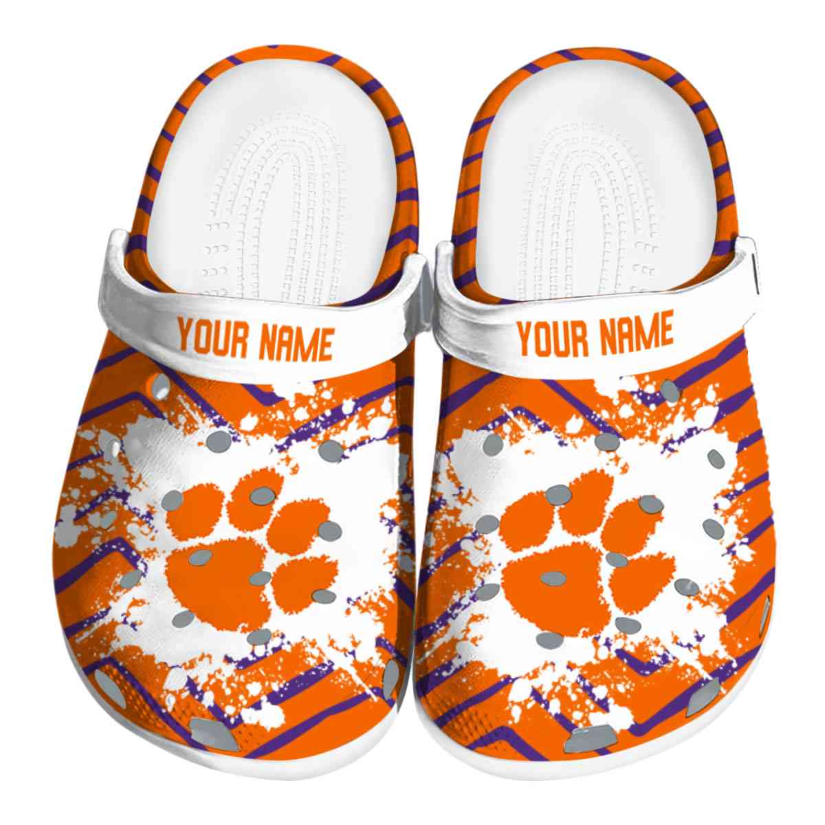 Clemson Tigers NCAA Sport Crocs Crocband Clogs Shoes Comfortable For Men Women and Kids