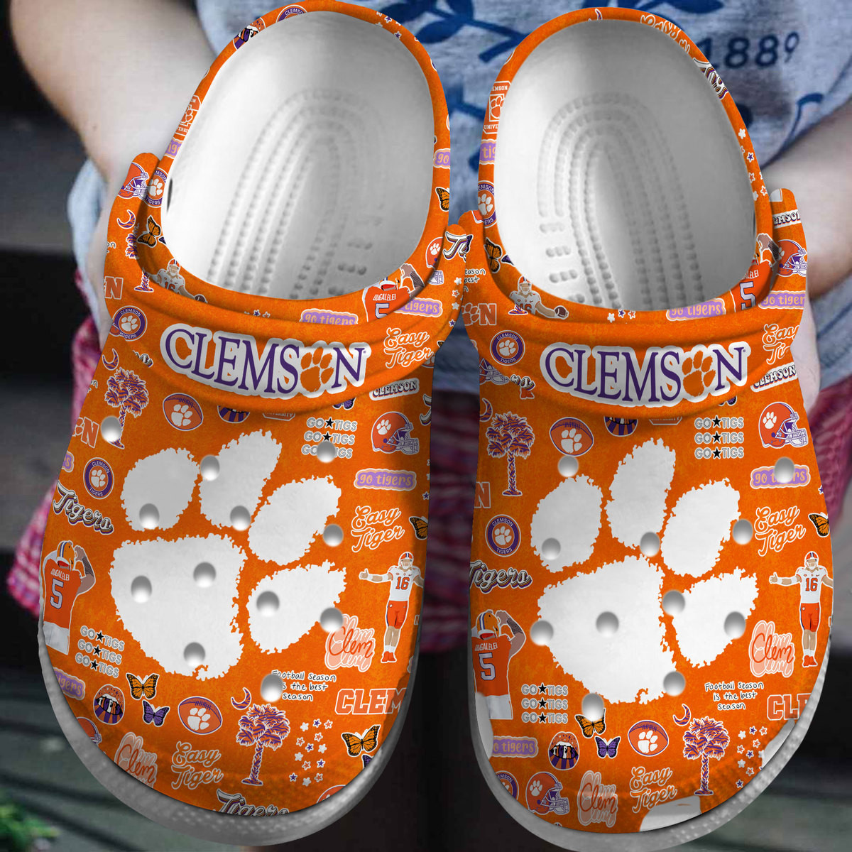 Clemson Tigers NCAA Sport Crocs Crocband Clogs Shoes Comfortable For Men Women and Kids