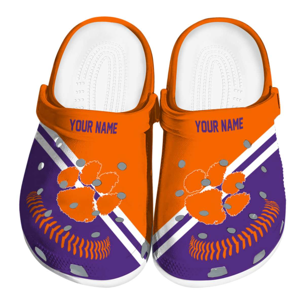 Clemson Tigers NCAA Sport Crocs Crocband Clogs Shoes Comfortable For Men Women and Kids