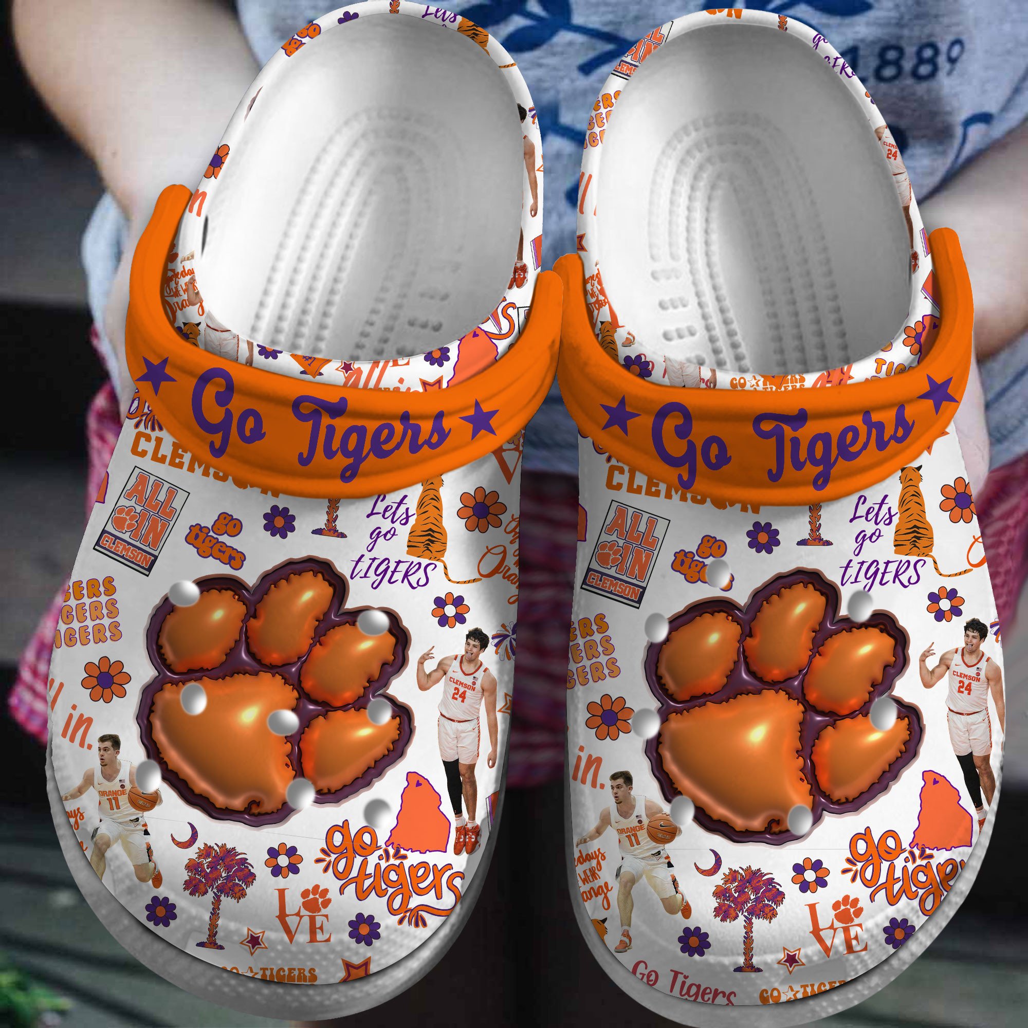 Clemson Tigers NCAA Sport Crocs Crocband Clogs Shoes Comfortable For Men Women and Kids