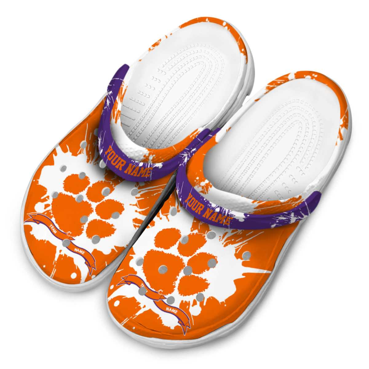 Clemson Tigers NCAA Sport Crocs Crocband Clogs Shoes Comfortable For Men Women and Kids - Image 4