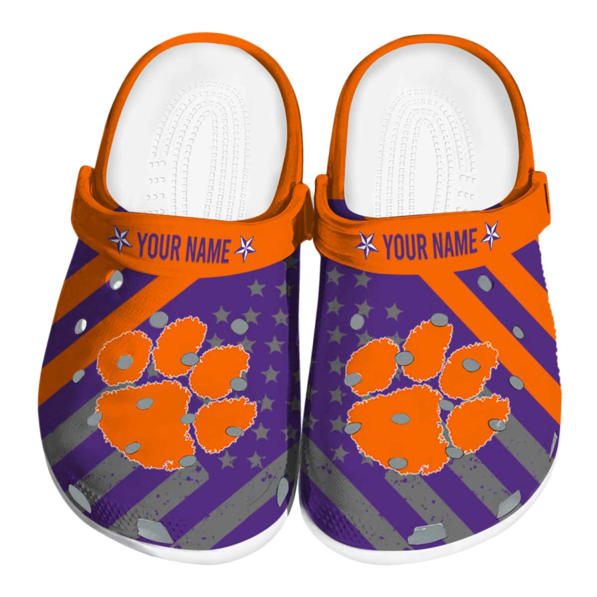 Clemson Tigers NCAA Sport Crocs Crocband Clogs Shoes Comfortable For Men Women and Kids